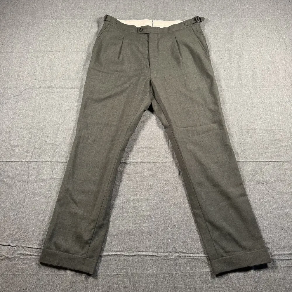 Suitsupply Brescia Mens Pure Wool Dress Pants Dark Green 38 Regular 38x27